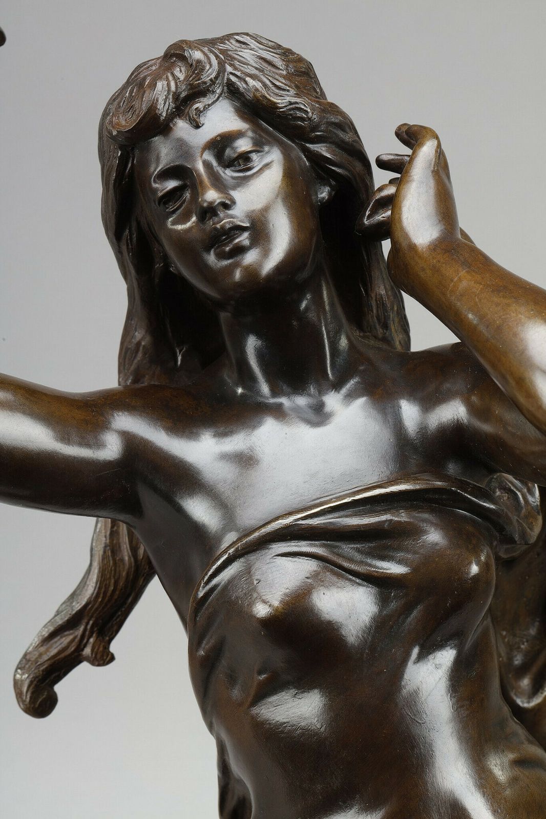 Art "L'aurore" (Dawn): Shaded Brown Red Patina Bronze Proof, After Hippolyte Moreau photo