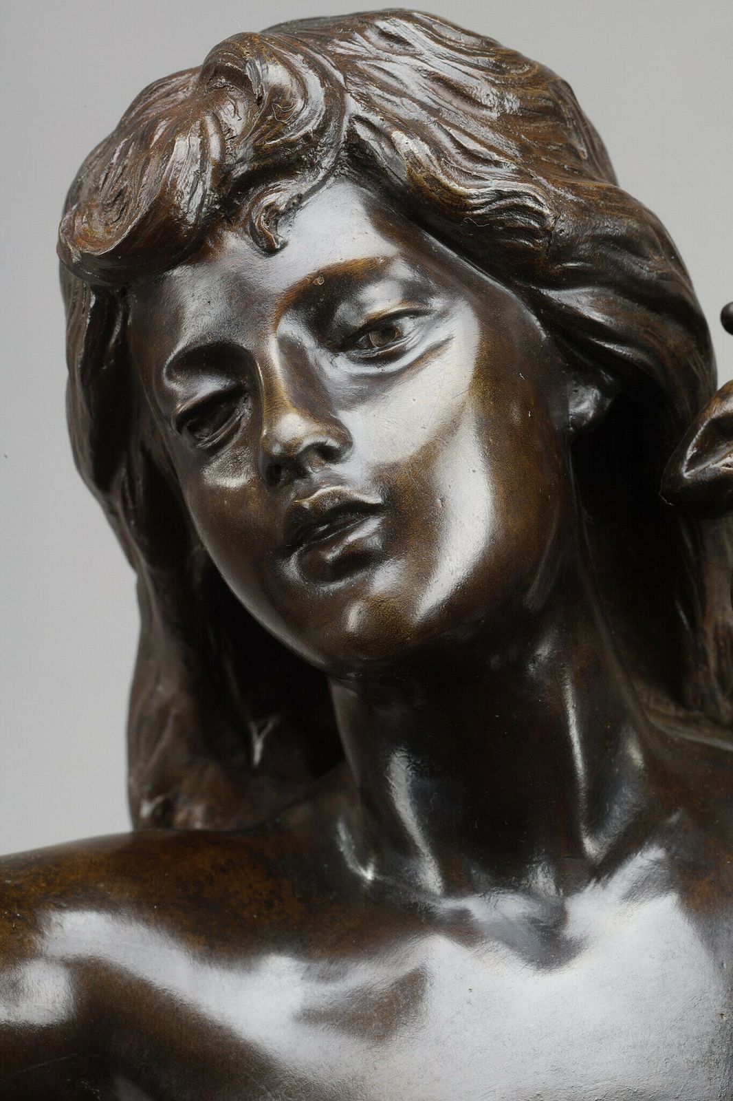 4720.0 "L'aurore" (Dawn): Shaded Brown Red Patina Bronze Proof, After Hippolyte Moreau photo