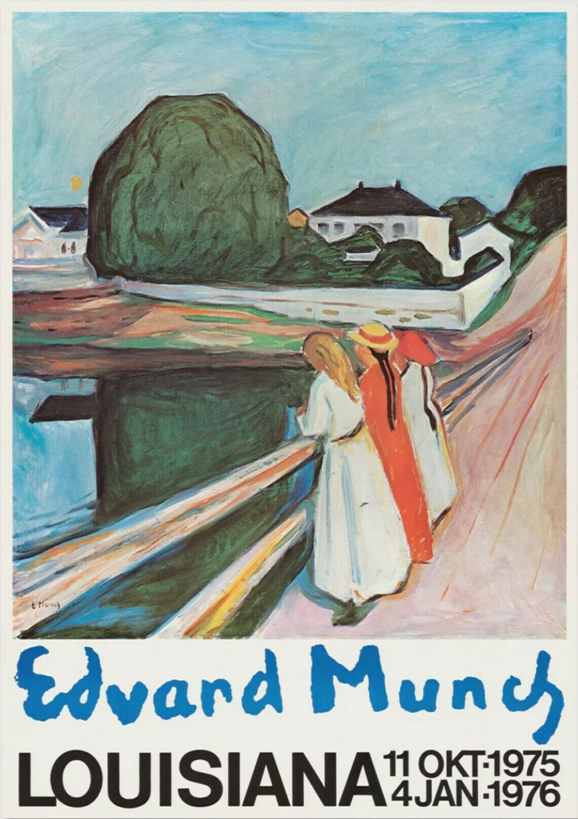 Original Edvard Munch Exhibition Poster  The Girls On The Bridge  Stunning Museum Print  Norwegian Artist  The Scream