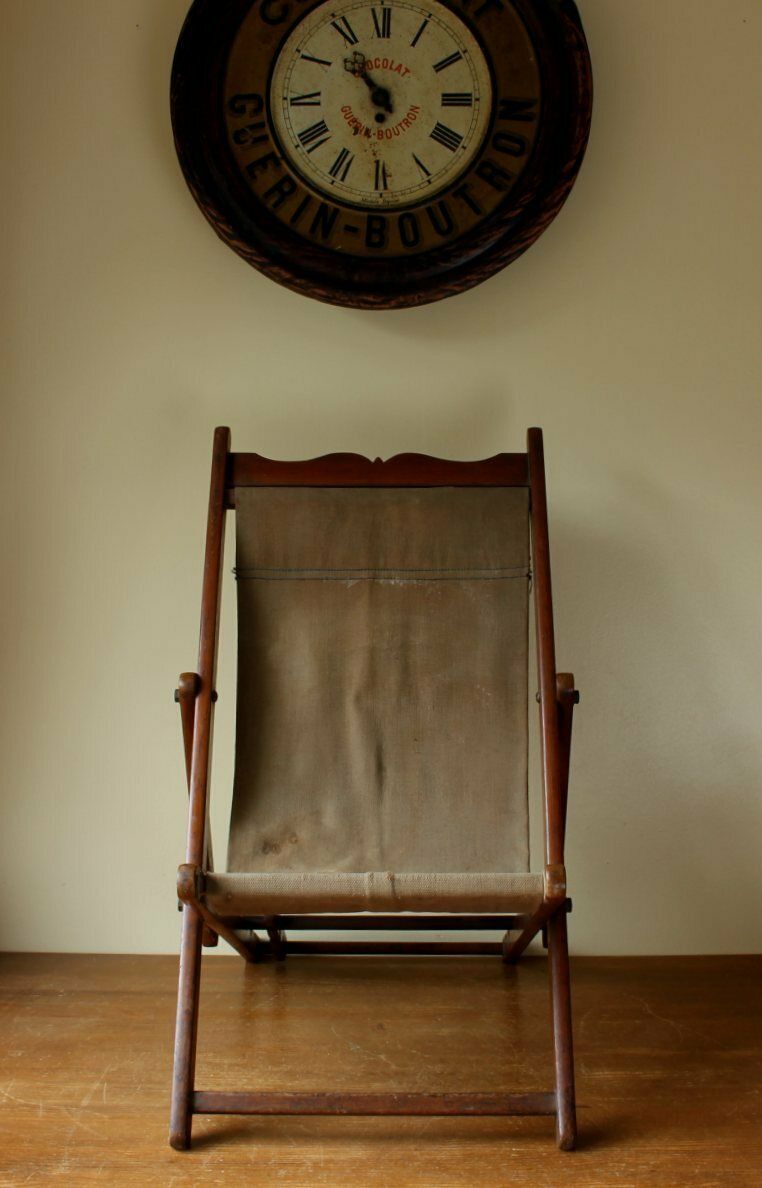 Child's Deckchair. Small Canvas Campaign Military Deck Chair. M.M C1900. photo Furniture