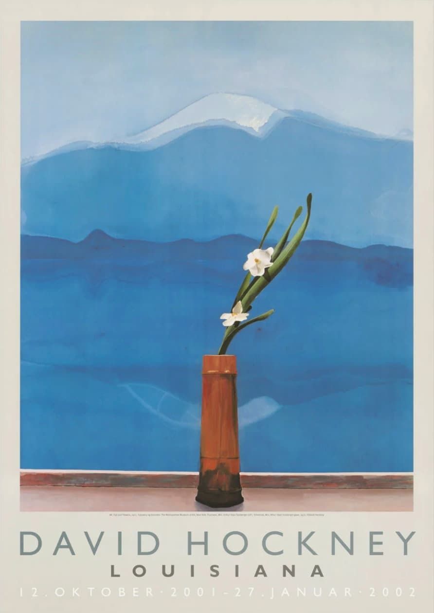 Authentic David Hockney Exhibition Poster   Mount Fuji With Flowers   Original Museum Print