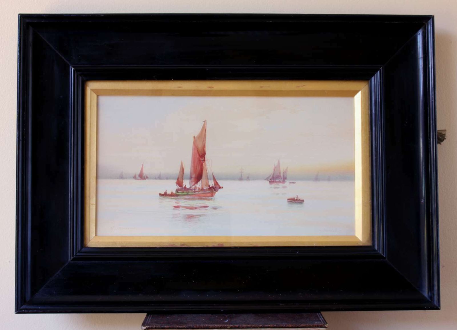 Framed Signed Watercolour Painting. Off Scarborough By Gm Avondale. C1915.
