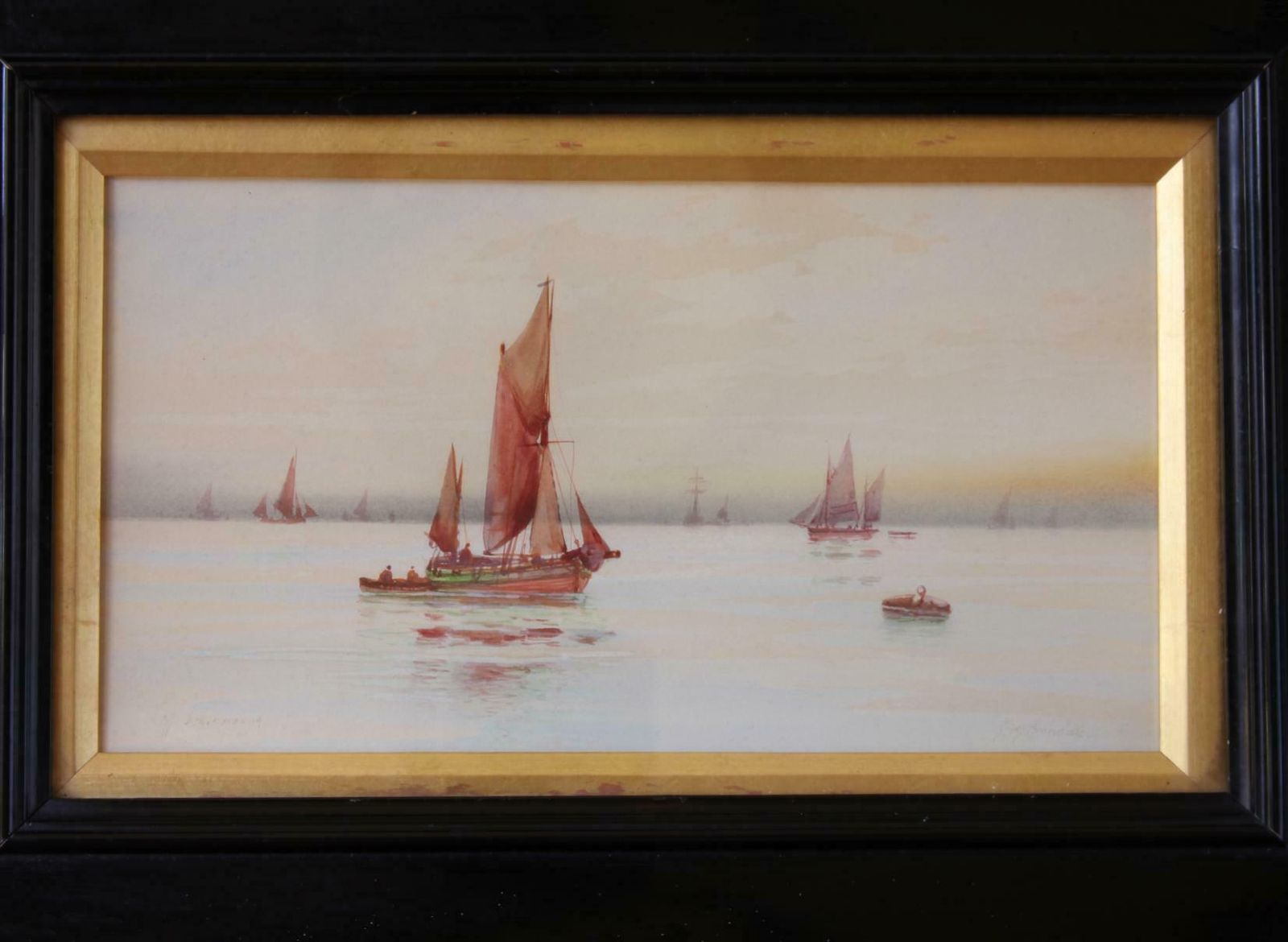Framed Signed Watercolour Painting. Off Scarborough By Gm Avondale. C1915. photo furniture