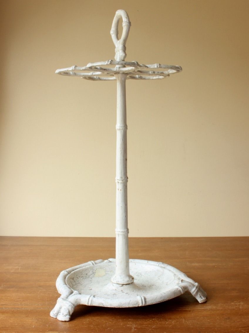 French Country House Cast Iron Faux Bamboo Umbrella Stick Stand. C1880. photo furniture