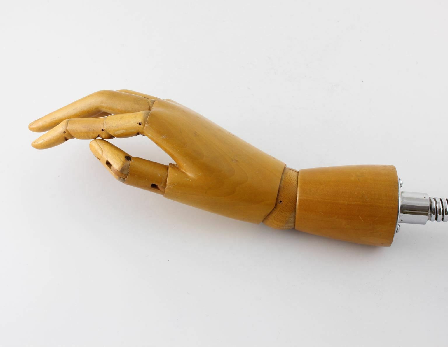 photo furniture Articulated Mannequin Hand Glove Stand. Wood Jointed Finger Ring Display.