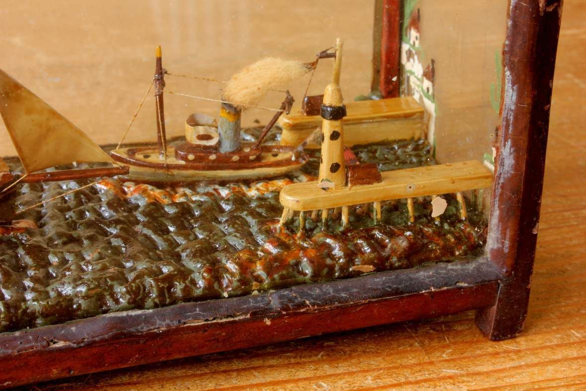 French Ship In A Box Diorama. Handmade Boat Scene Scratch Built Model. photo buy