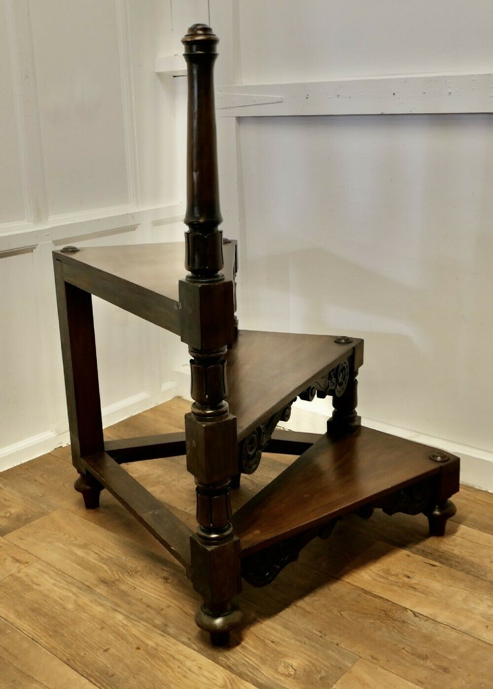 Heavy Victorian Spiral Library Steps With Turned Supports photo for sale