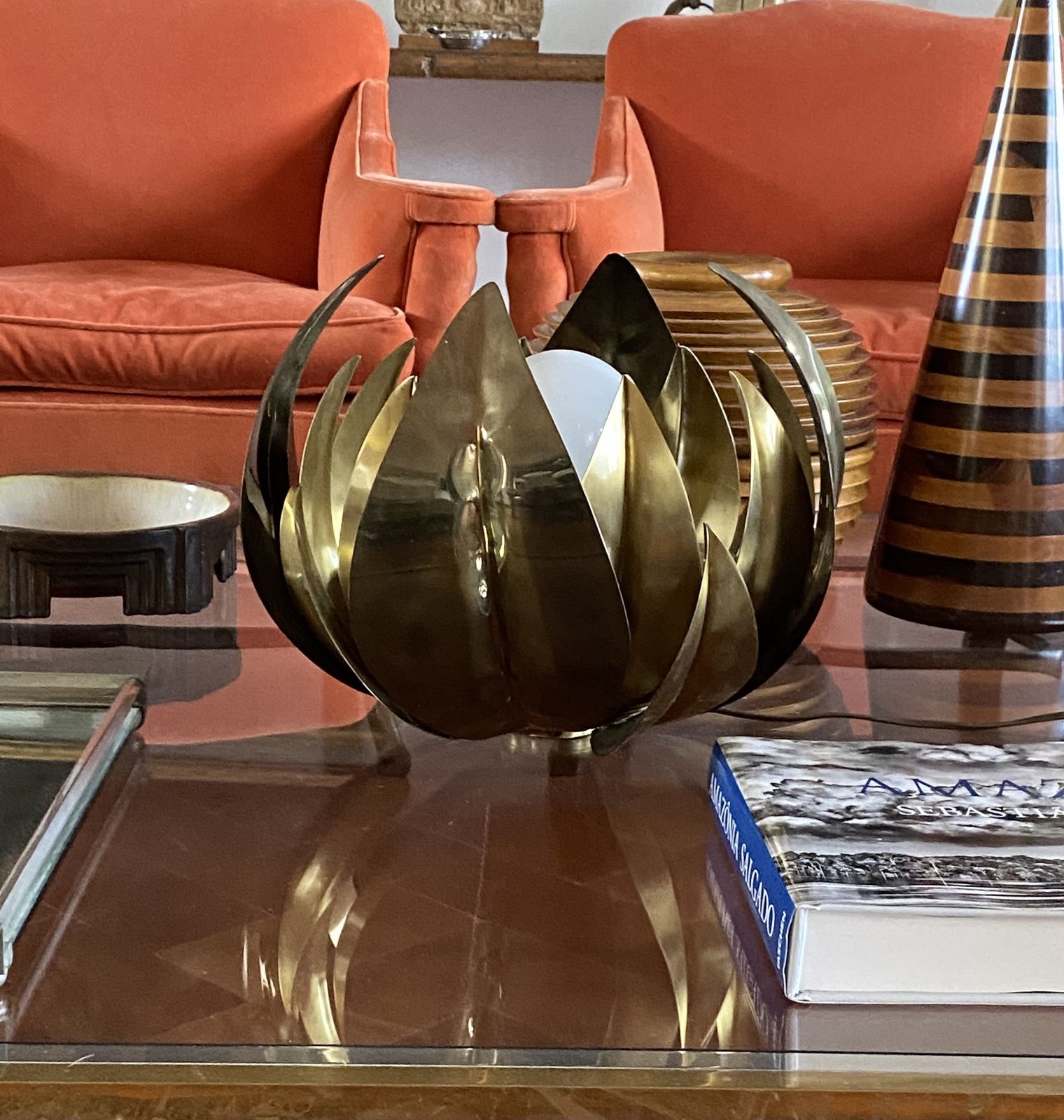 Lotus Flower Brass Floor/Table Lamp, Attr. Bottega Gadda, Italy, 1970 photo 1300.0