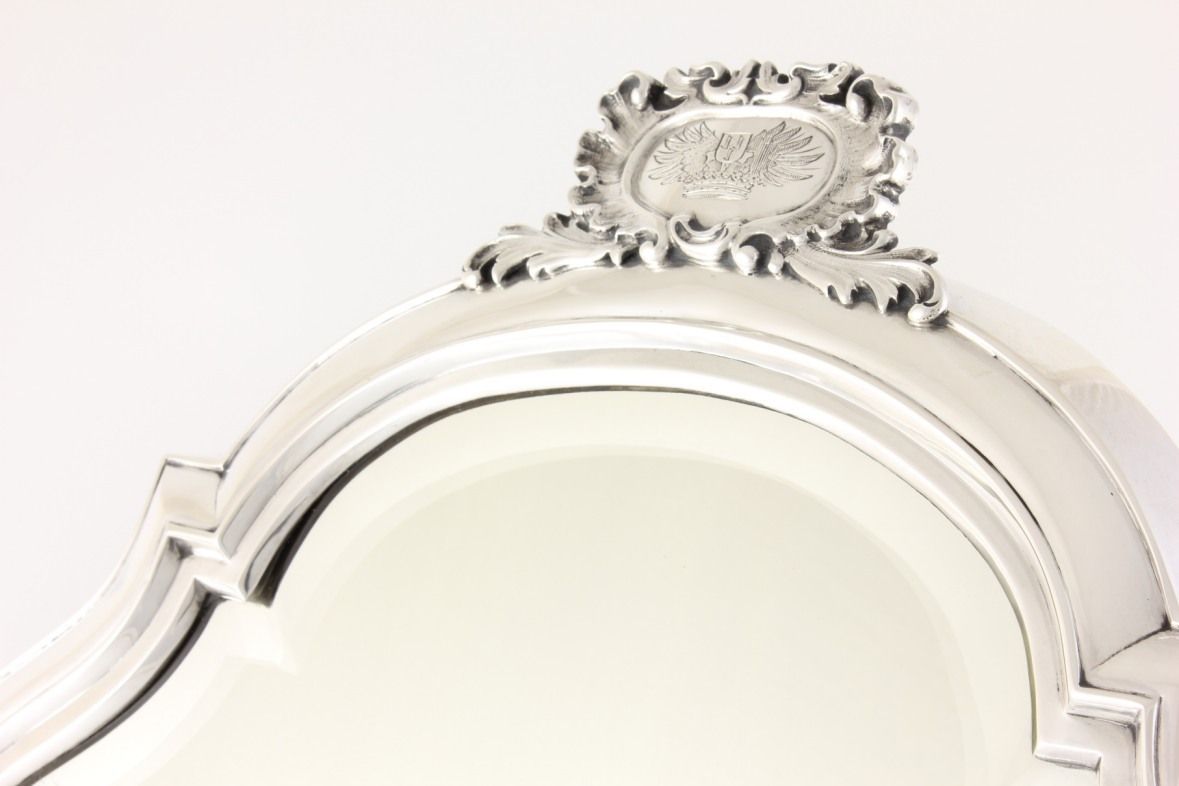 German 900 Silver Easel Dressing Table Mirror. Elimeyer Dresden. C1900. photo for sale