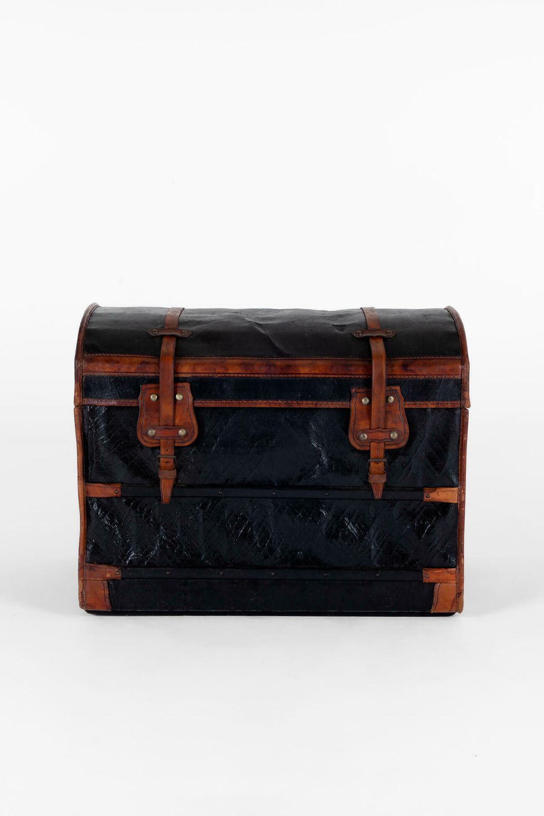 Large Leather Steamer Trunk, 1800s