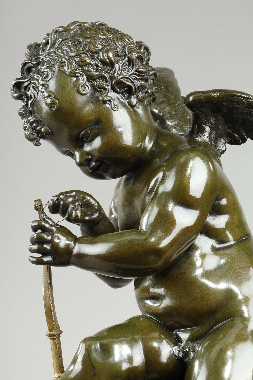 Bronze Of Cupid Bending His Bow, After Lemire (1741 1827) photo vintage
