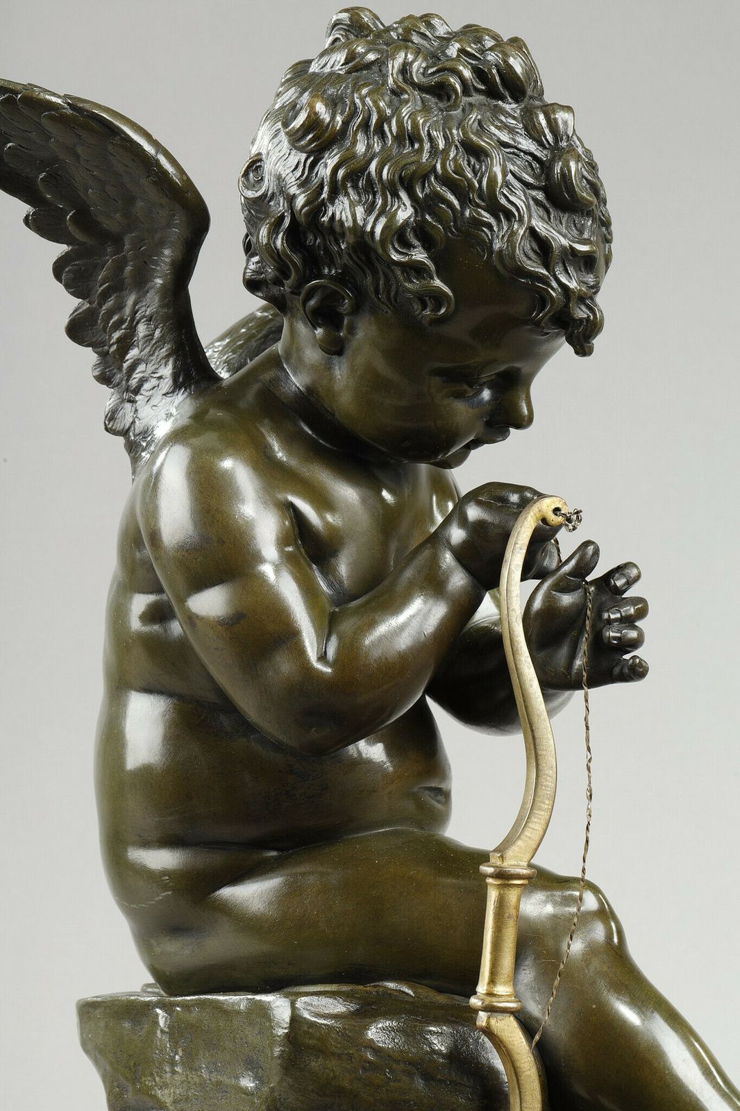 photo for sale Bronze Of Cupid Bending His Bow, After Lemire (1741 1827)