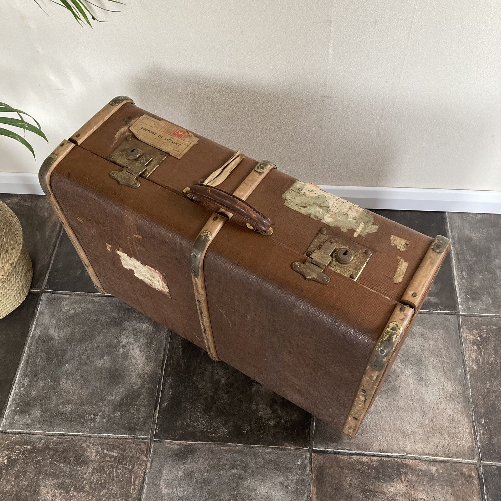 photo for sale Characterful Antique Bentwood Steamer Trunk / Suitcase / Luggage / Travel Shop Display