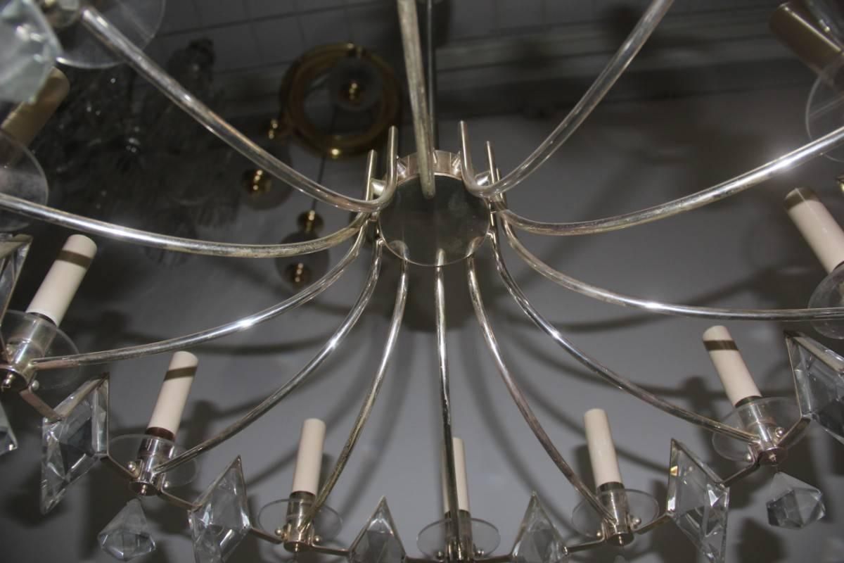 Chandelier Crown, Sciolari Crystal Metal Midcentury Italian Design 1960  photo 2160.0