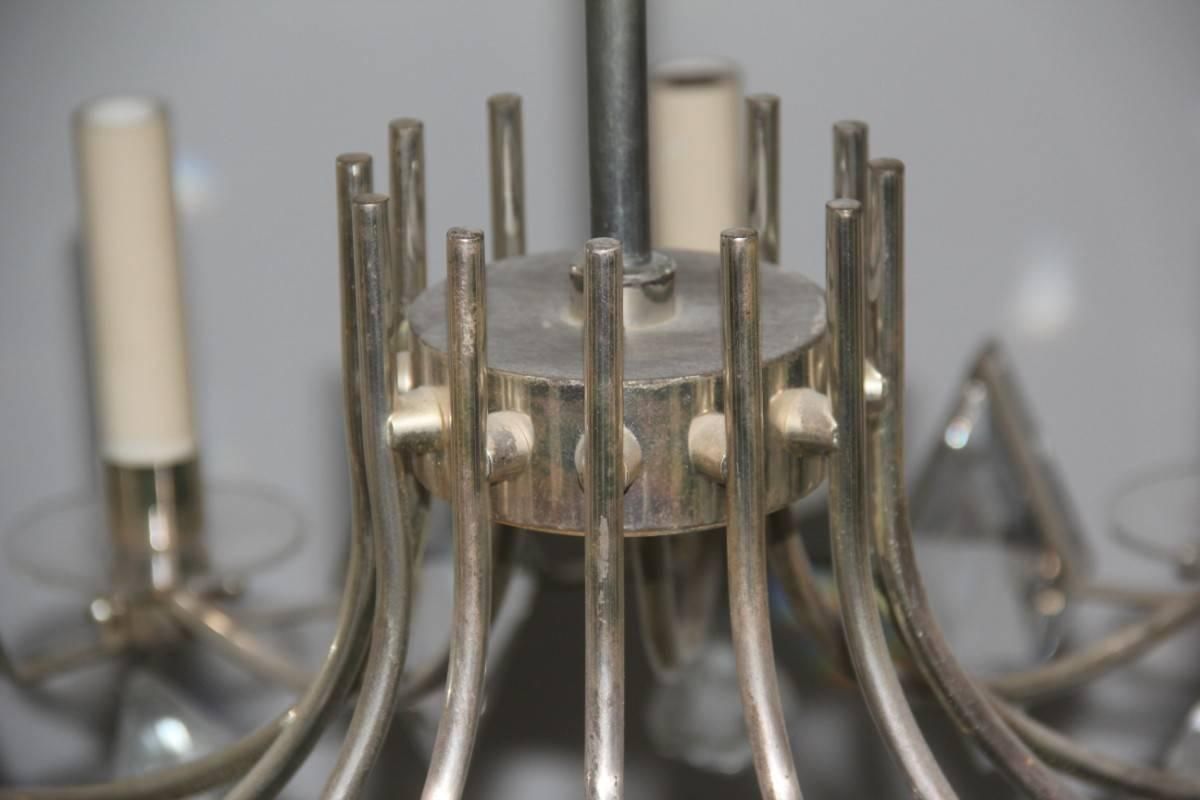 Chandelier Crown, Sciolari Crystal Metal Midcentury Italian Design 1960  photo vinterior