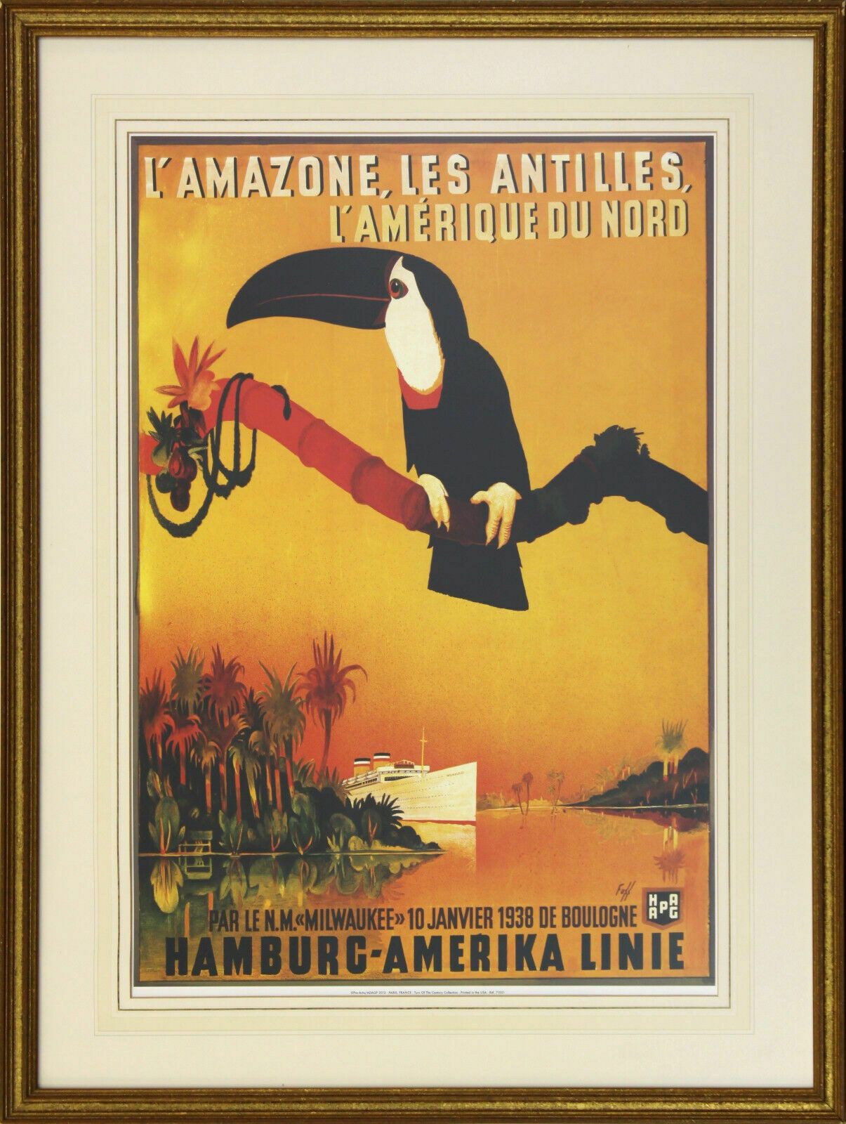Print By Albert Fuss. "L'amazone, Les Antilles, L'amerique Du Nord"