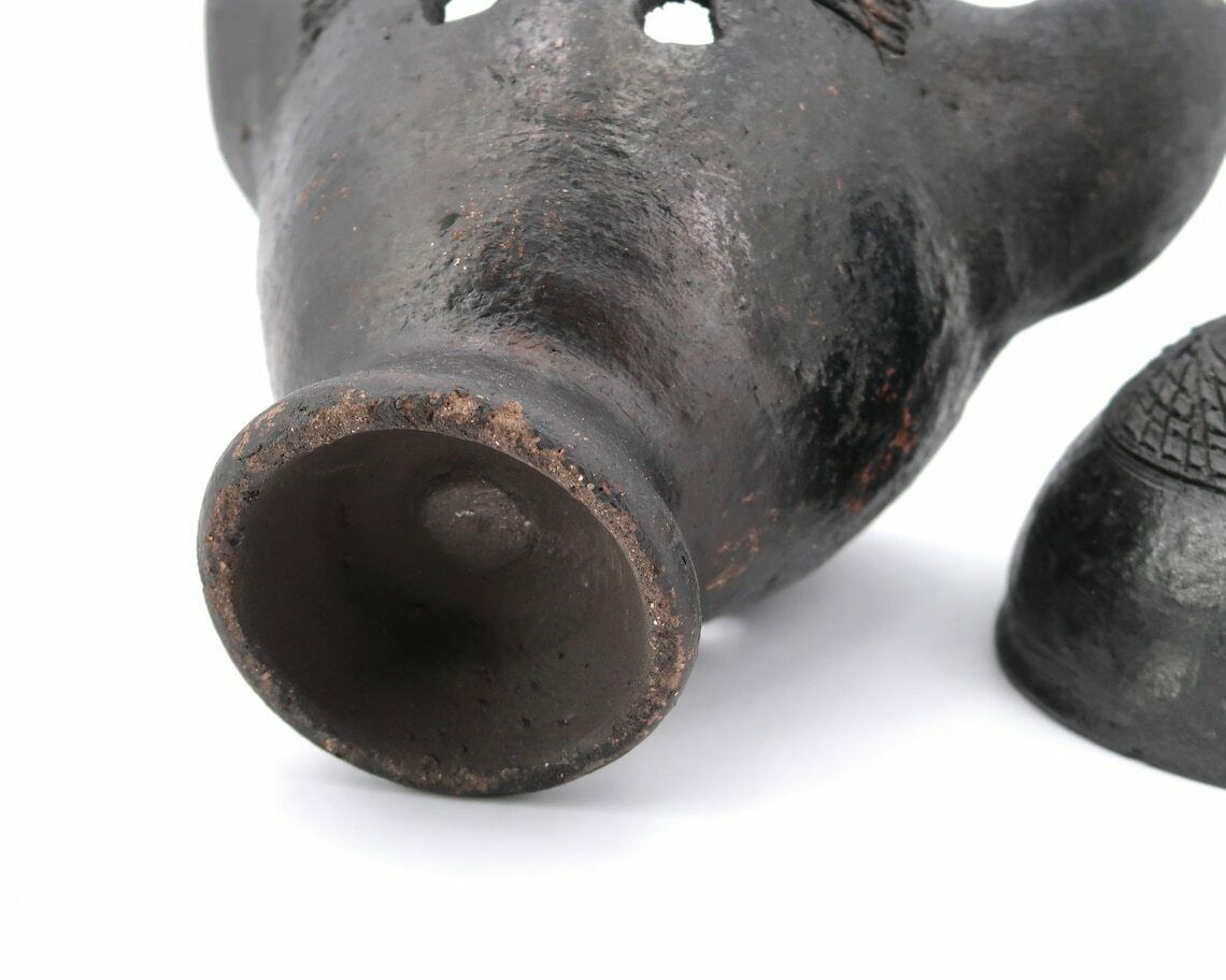 Sculptural African Terracotta Incense Burner, Vintage / Ceramic, Black, Wabi Sabi, Folk, Sculpture, Africa, Primitive, Tribal, Terra Cotta photo buy