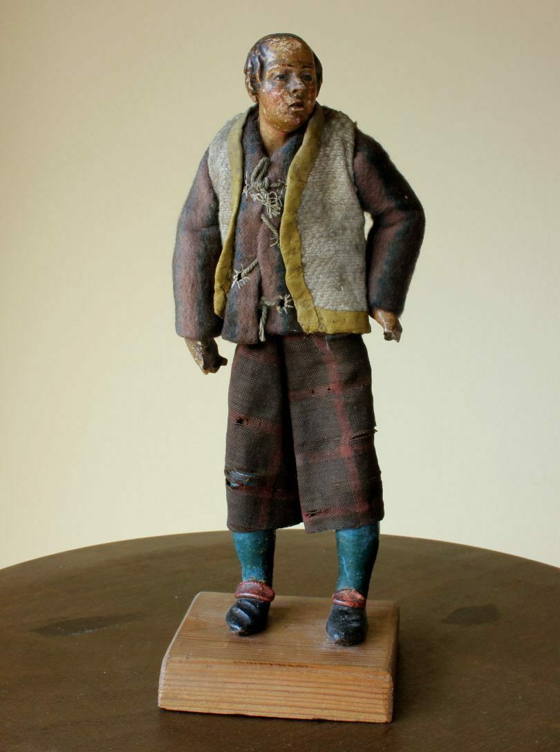 Antique Neapolitan Nativity Clay Shepherd Crib Figure. 19th Century. photo Home Decor