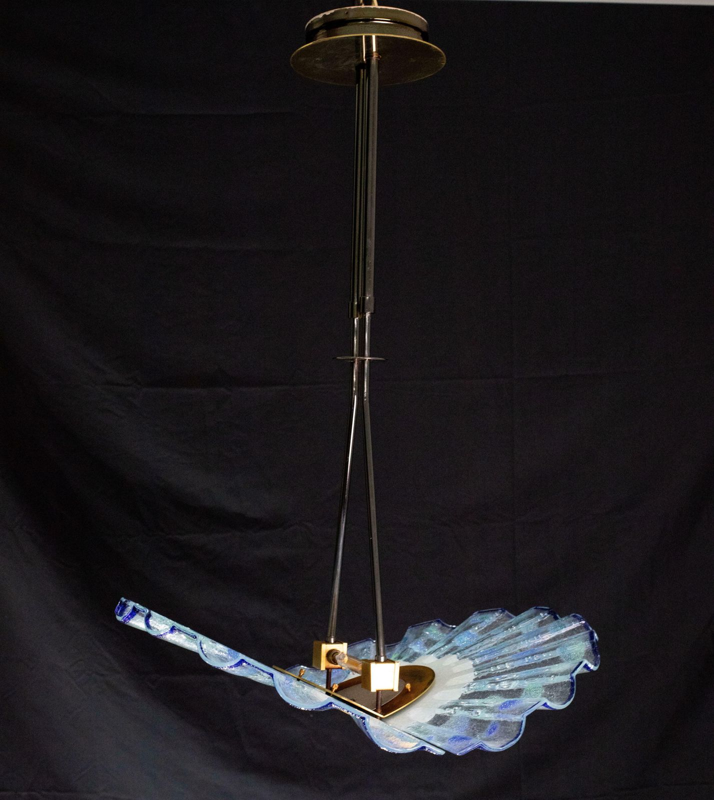 Blue Murano Glass Pendant In The Shape Of A Fan, 1970s