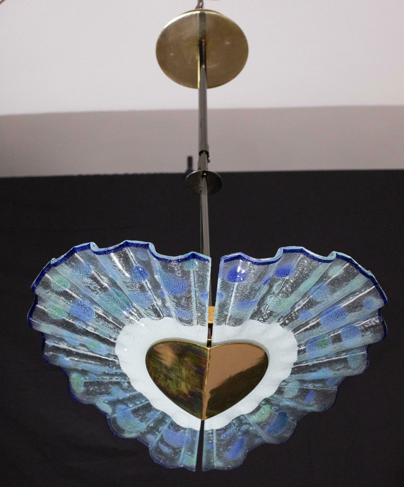 Blue Murano Glass Pendant In The Shape Of A Fan, 1970s photo vinterior