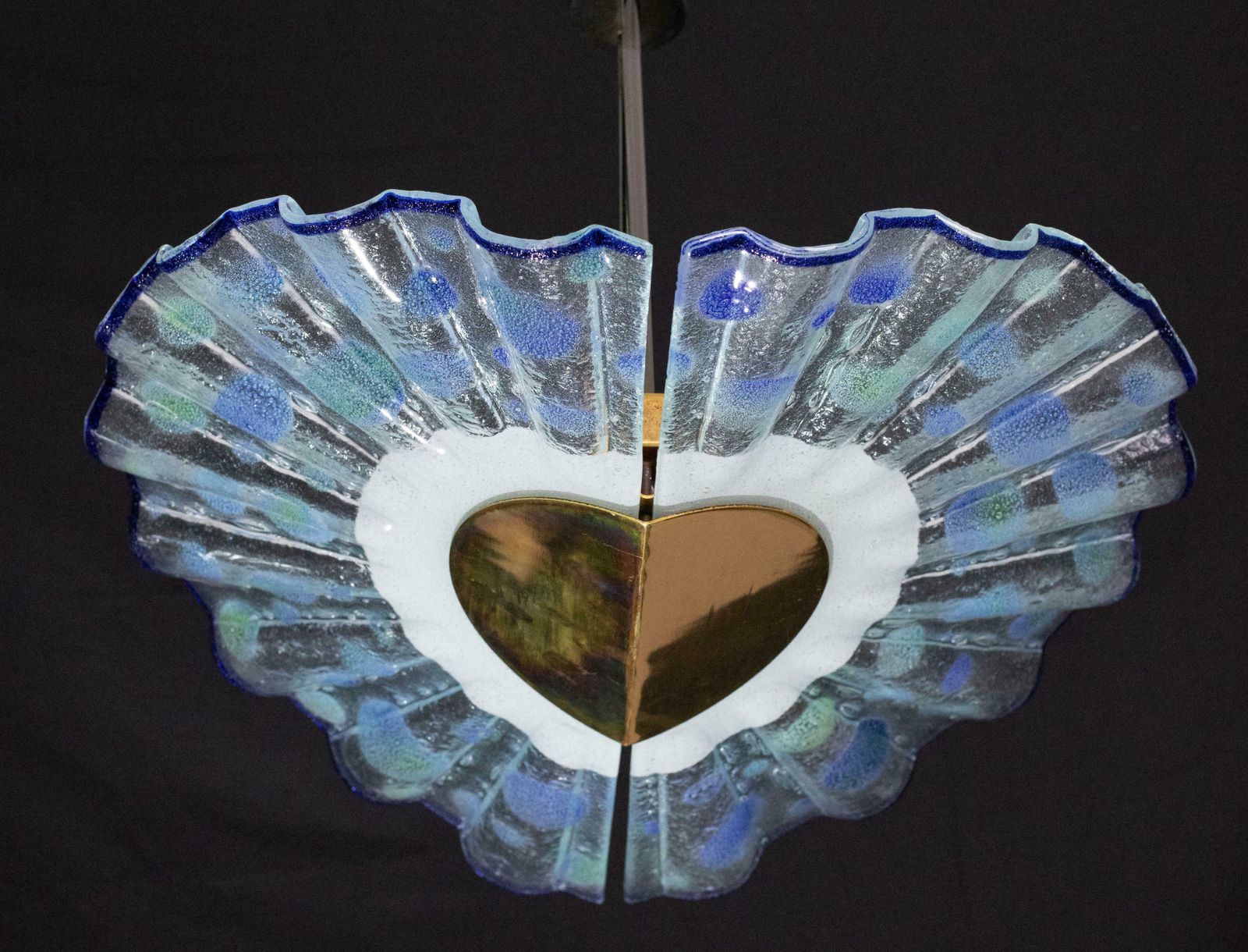 photo furniture Blue Murano Glass Pendant In The Shape Of A Fan, 1970s