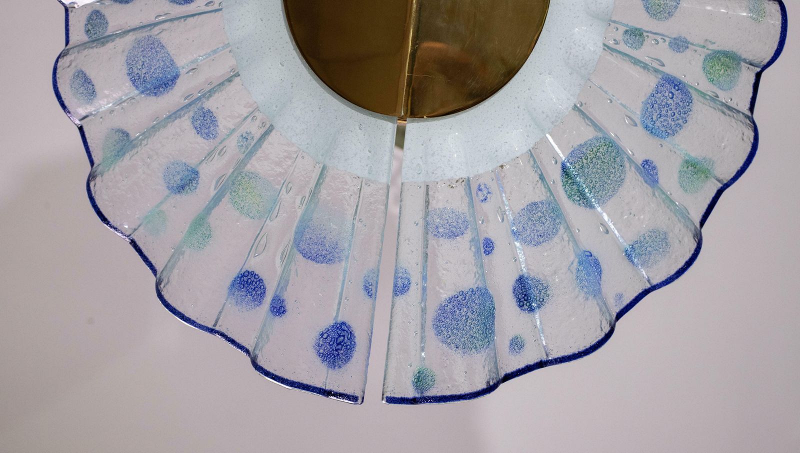 photo for sale Blue Murano Glass Pendant In The Shape Of A Fan, 1970s