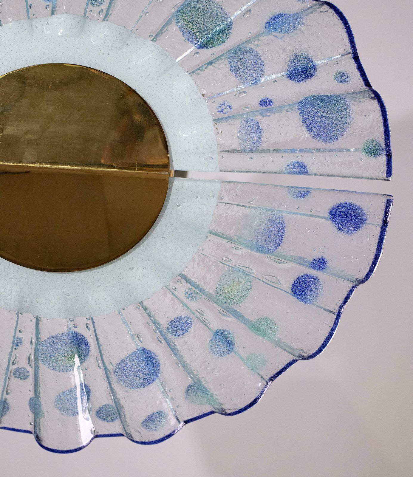 Lighting Blue Murano Glass Pendant In The Shape Of A Fan, 1970s photo