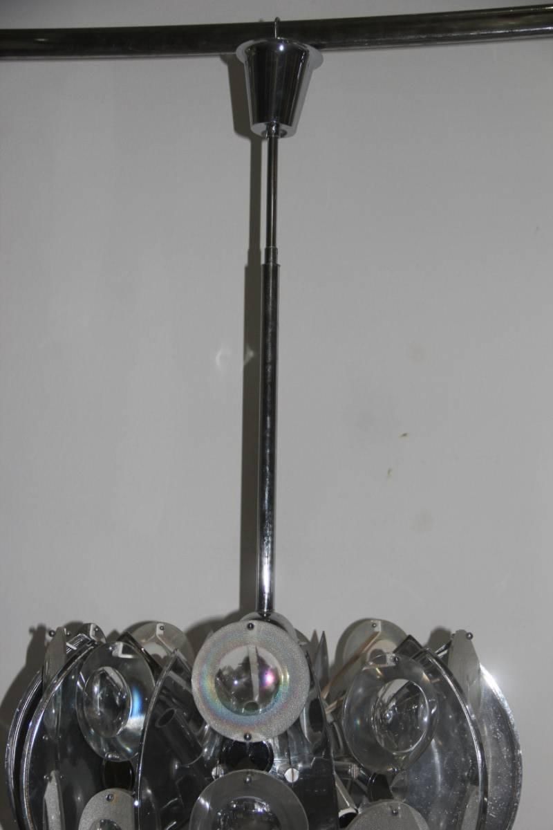 Chandeliers Steel Glasses, 1970s Italian Design Pop Art Torlasco photo Lighting