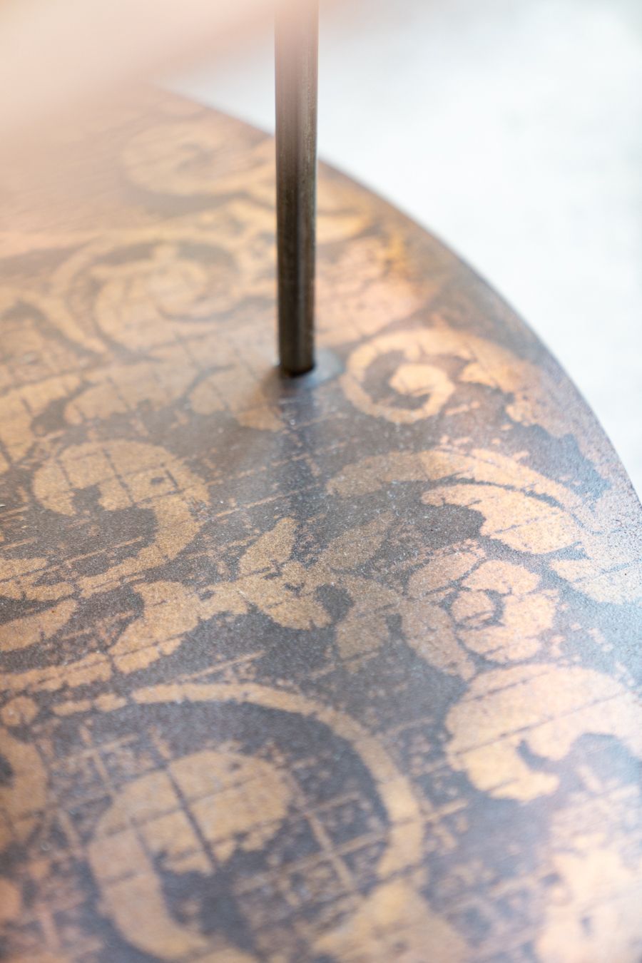 photo buy Round Coffee Table For Living Room, Metal With Screen Printed Decoration, Line Style, 1990