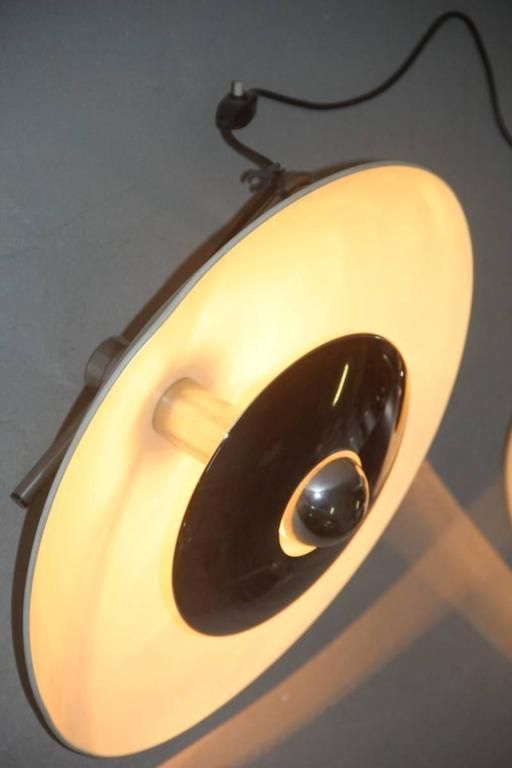 Minimal Pair Of Table Lamps In Lacquered Metal And Steel, 1970, Esperia photo Lighting