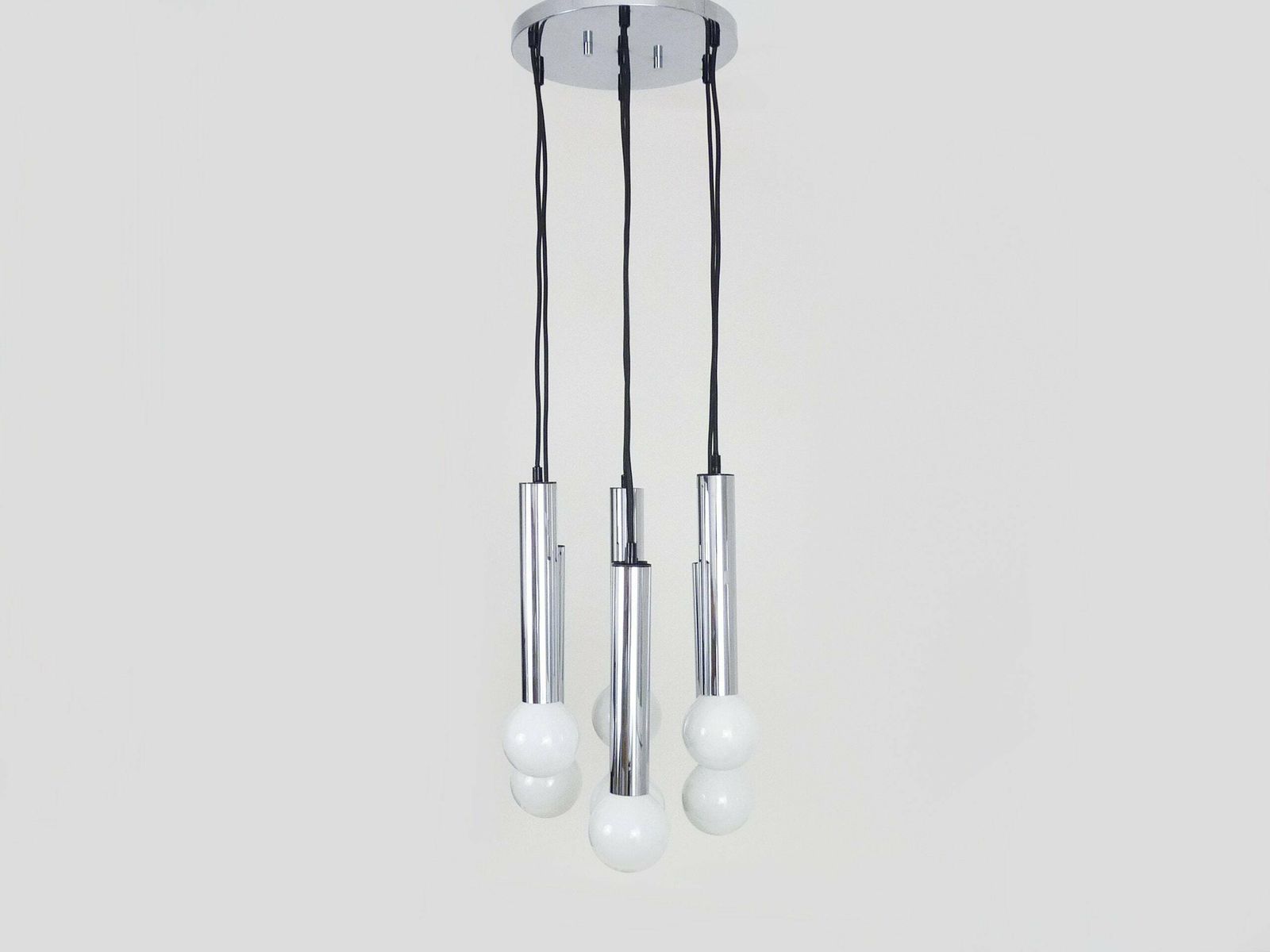 Vintage Chrome Metal Waterfall Pendant Light With 7 Lights Doria Leuchten photo Lighting