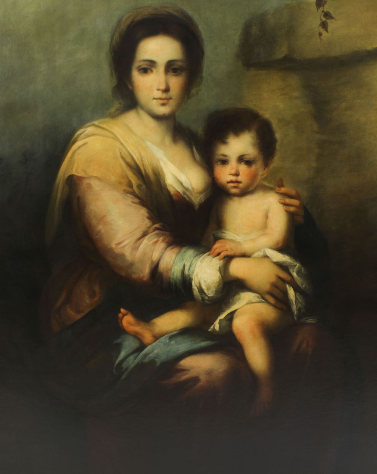 Antique Painting Our Lady Of The Rosary After Bartolomé Murillo 175x125c  19th C photo Art
