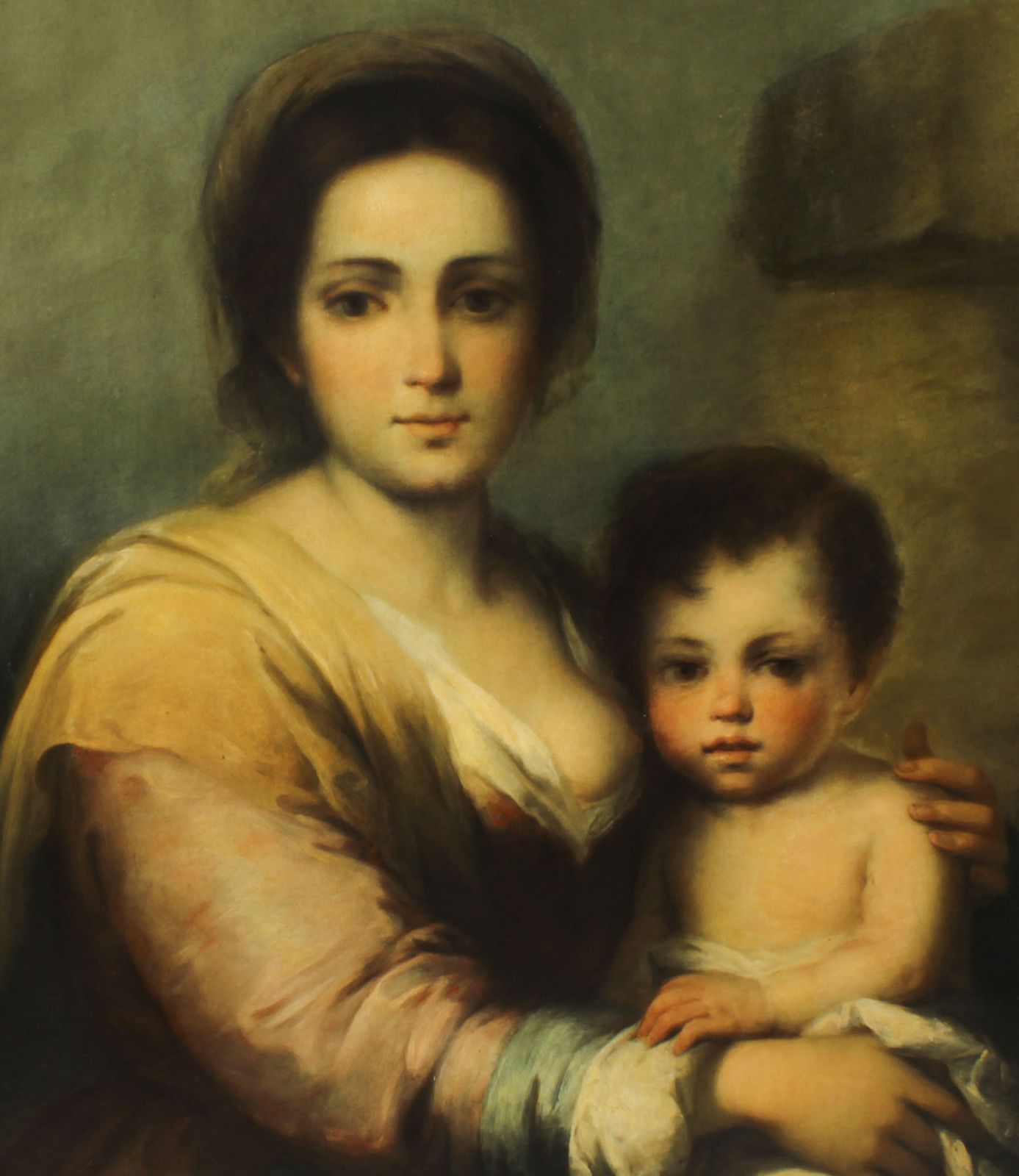 Antique Painting Our Lady Of The Rosary After Bartolomé Murillo 175x125c  19th C photo vinterior