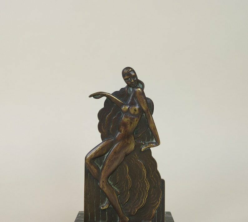 French Art Deco Bronze Of Dancing Nude Lady In The Manner Of Serge Aramoff photo furniture