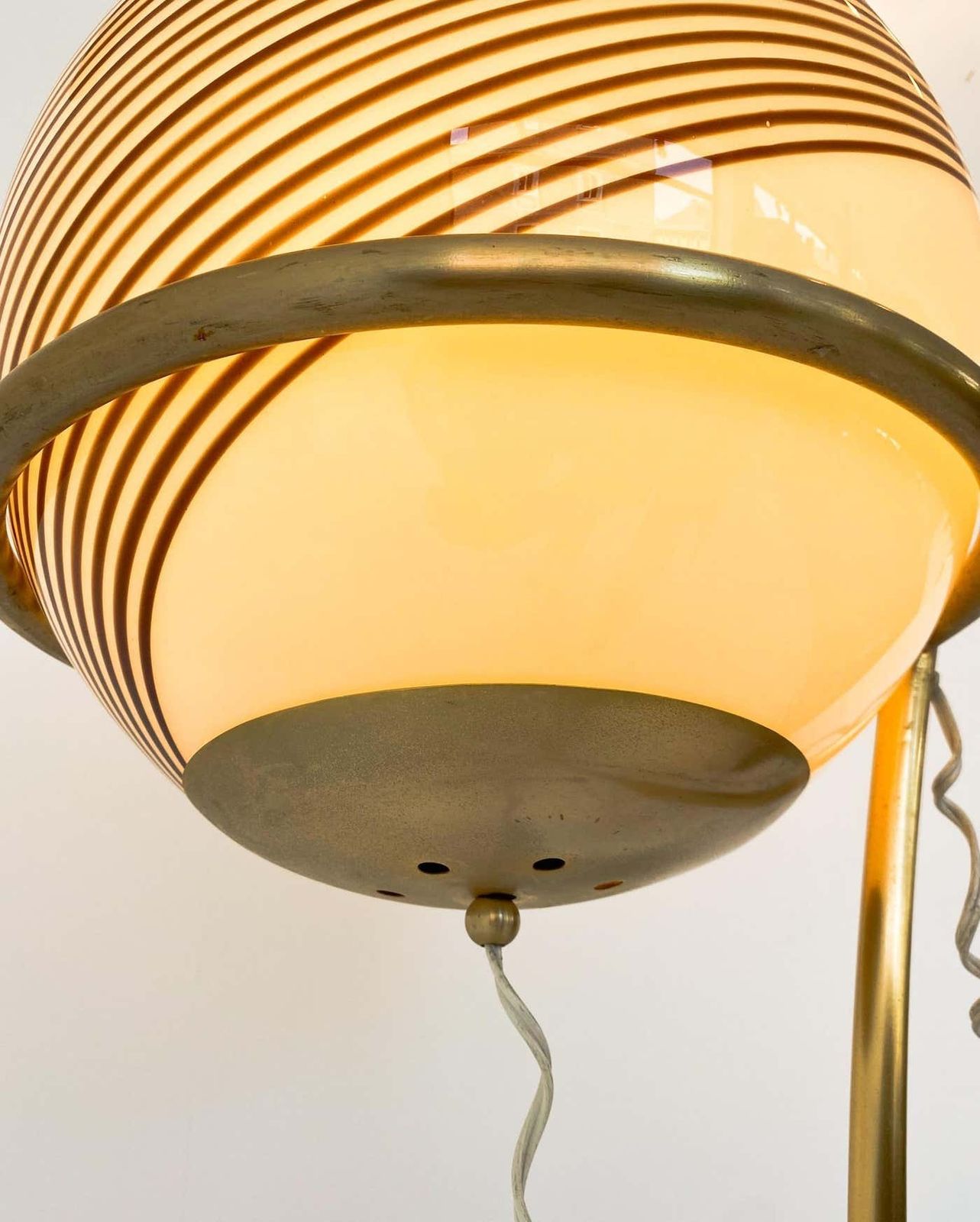 Lighting Mid Century Modern Murano Glass And Brass Floor Lamp By Venini, Italy 1960s photo