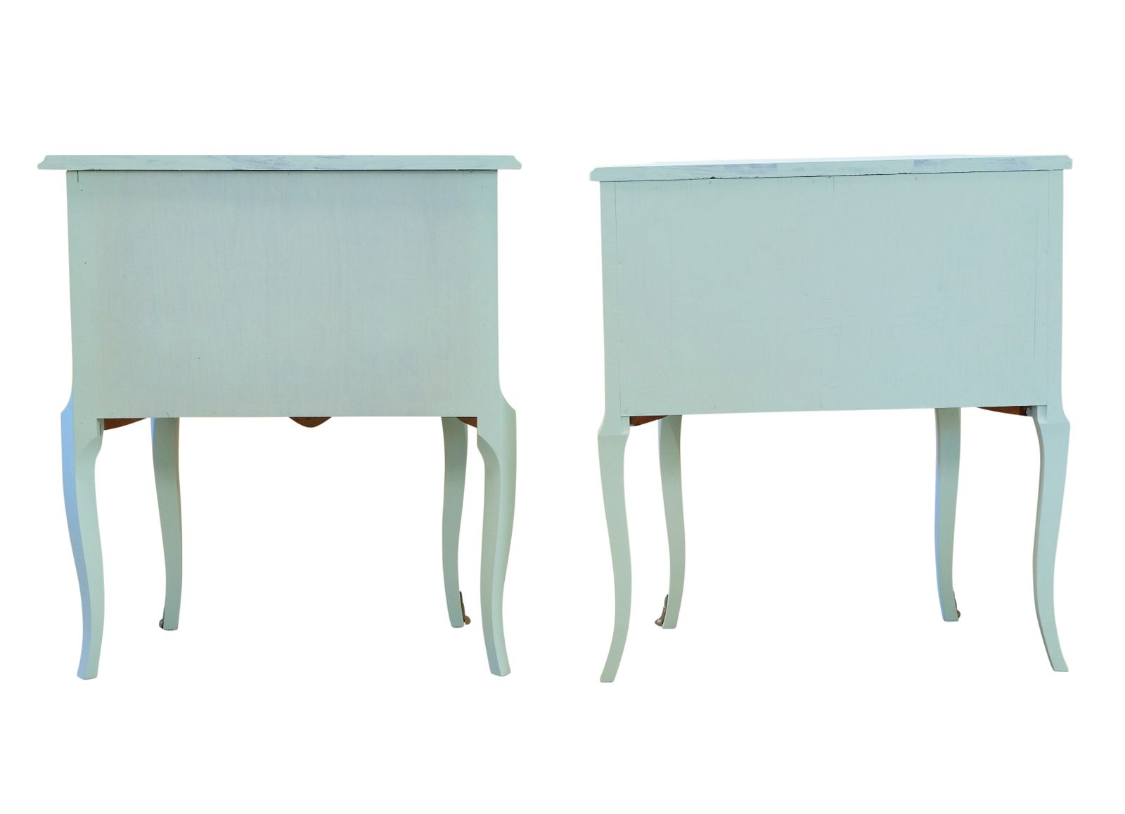 A Pair Of Louis XV Style Bedside Tables With Floral Design And Marble Tops photo 4000.0