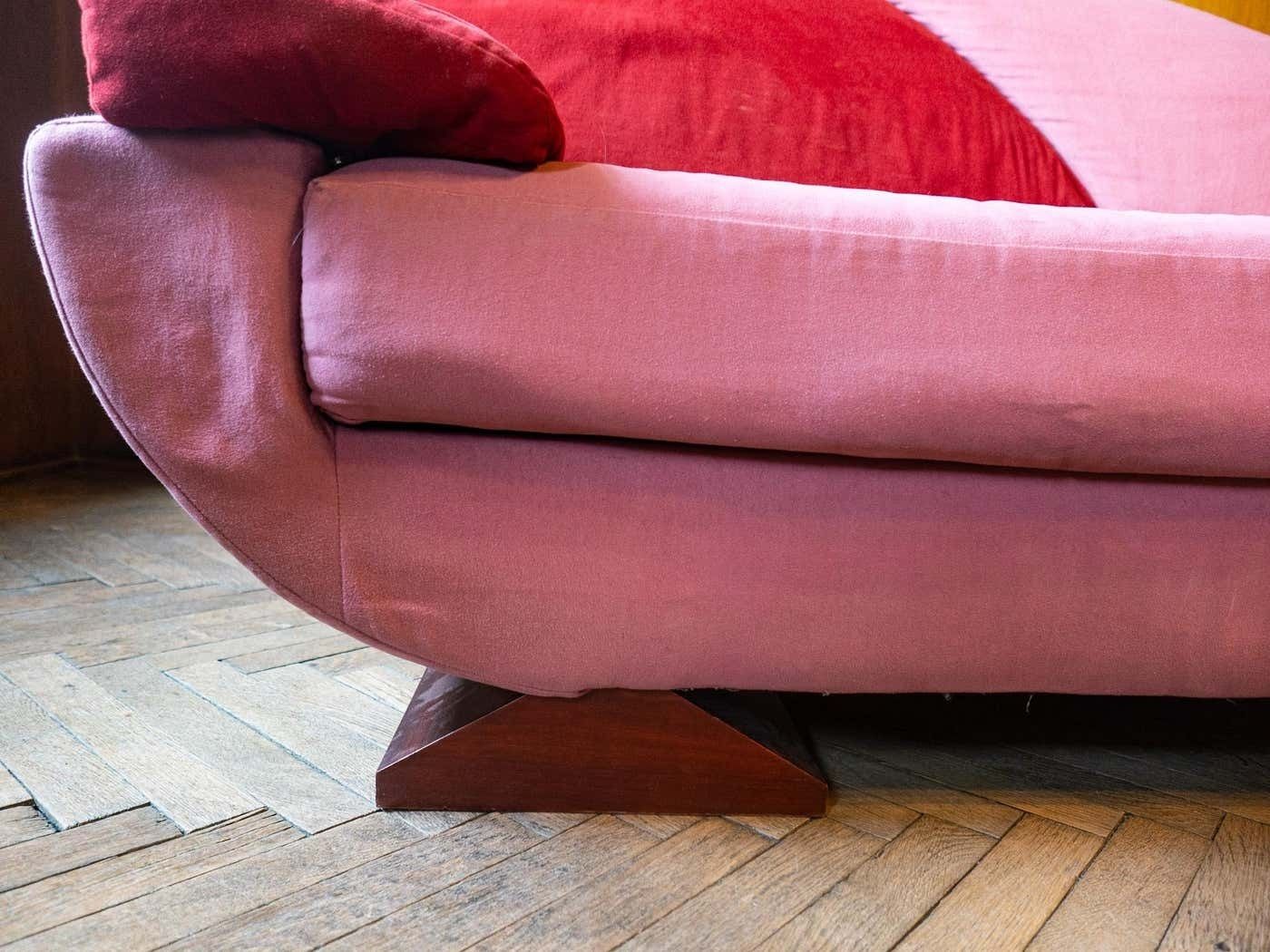 photo buy Post Modern Pink And Red Alcantara Sofas, Italy, 1980s