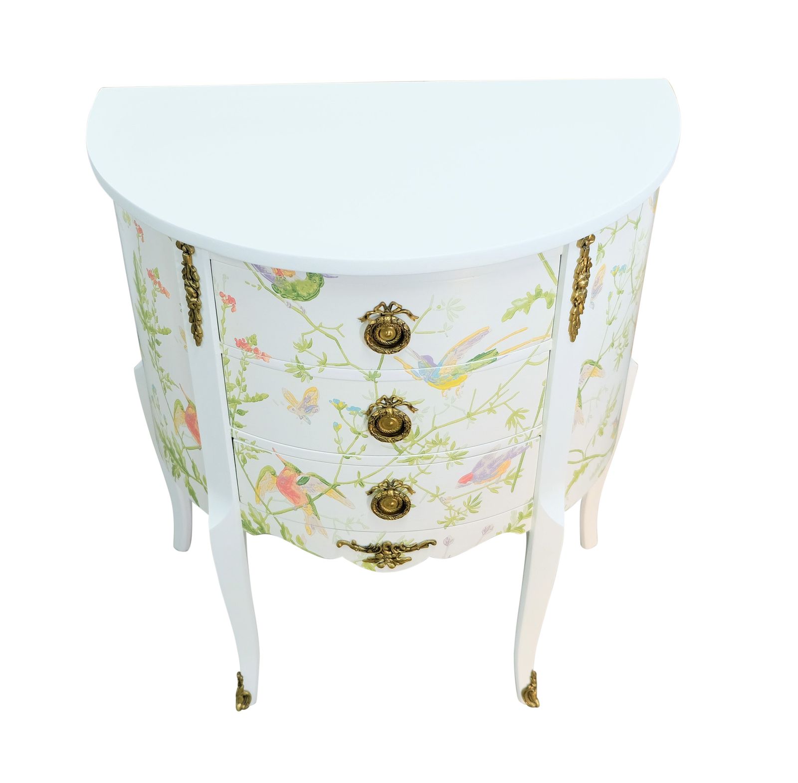Louis XV Style Chest With Floral Design And Marble Tops photo vinterior