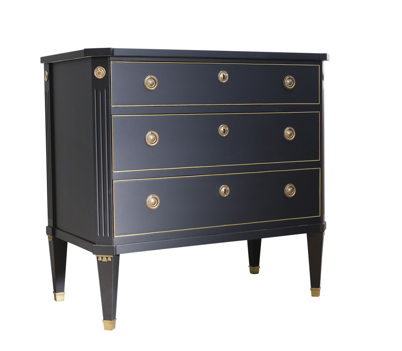 Gustavian Style 3 Drawer Chest Painted  Super Finish Black photo furniture
