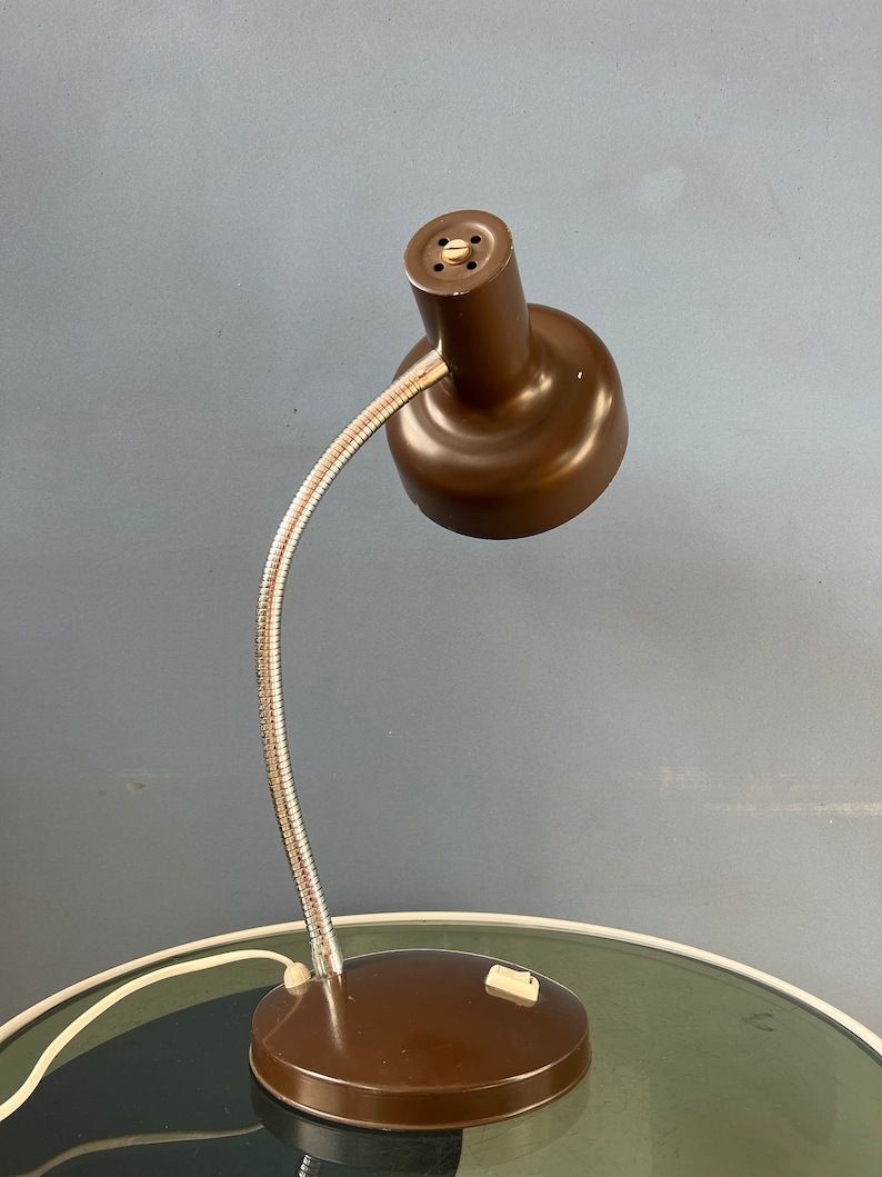 Vintage Space Age Tafellamp Met Flexibele Arm In Bruin photo buy