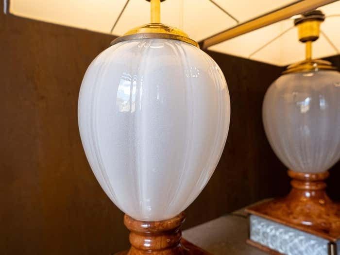 Hollywood Regency Tommaso Barbi Table Lamp, Ceramic, Murano Glass, Italy 1970s photo vintage