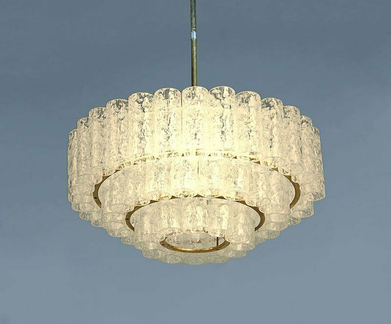 photo furniture Glass And Brass Chandelier From Doria Leuchten 1960s
