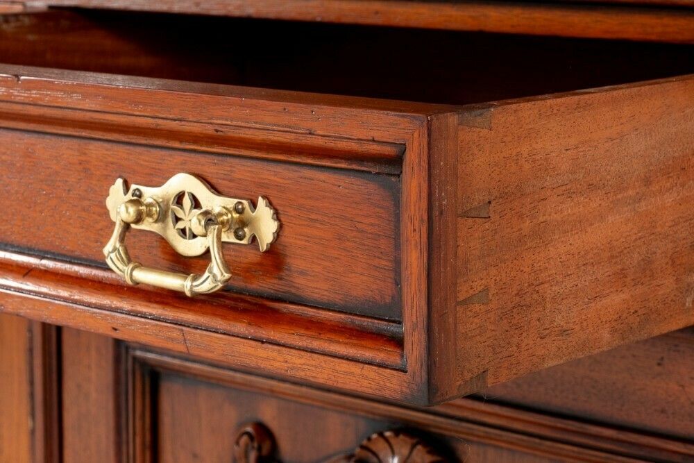 Victorian Bookcase Walnut Glazed Cabinet Shoolbred And Co 1880 photo vintage