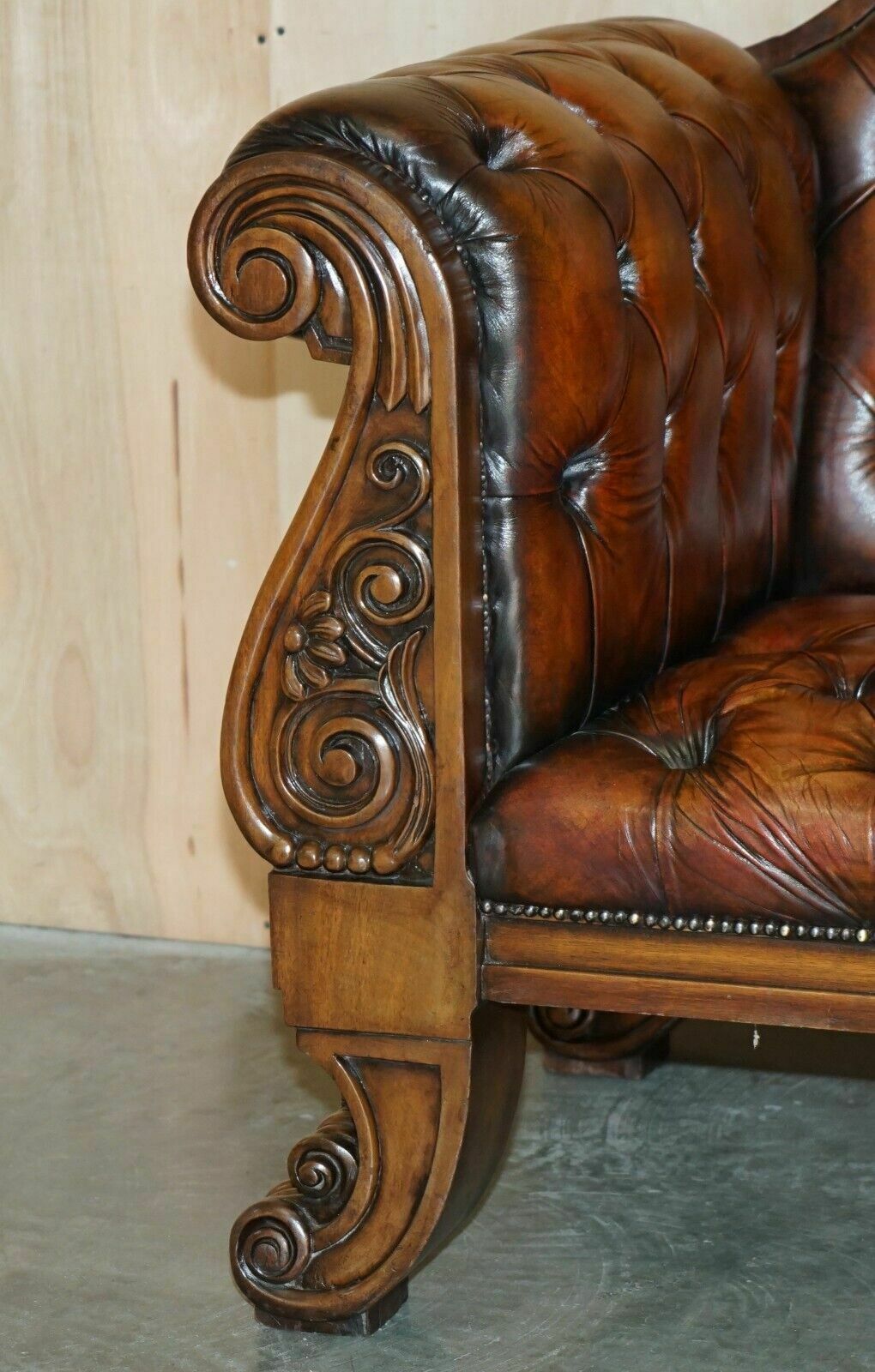 Huge Ornately Carved Antique Fully Restored Chesterfield King / Queens Armchair photo for sale