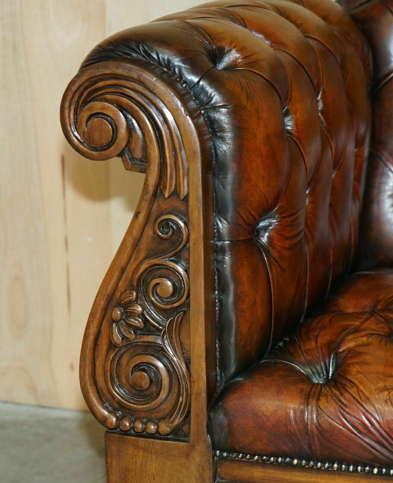 Huge Ornately Carved Antique Fully Restored Chesterfield King / Queens Armchair photo Furniture