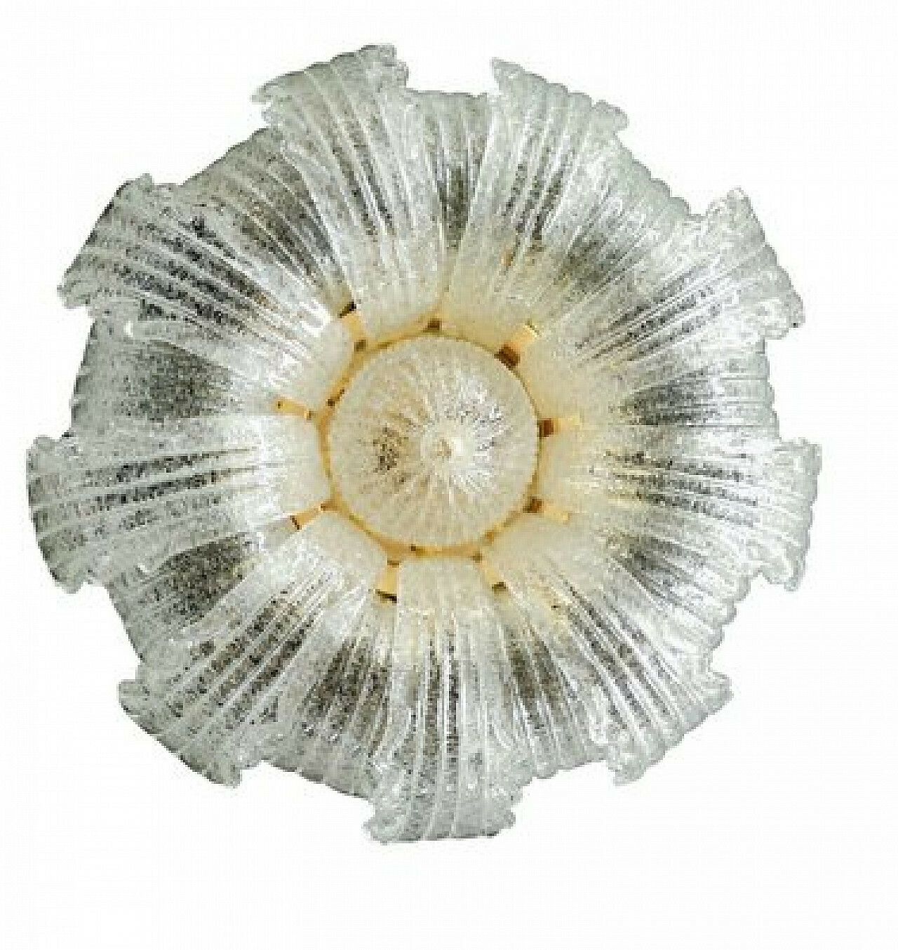 Glass And Brass Ceiling Lamp By Barovier & Toso, 1980s