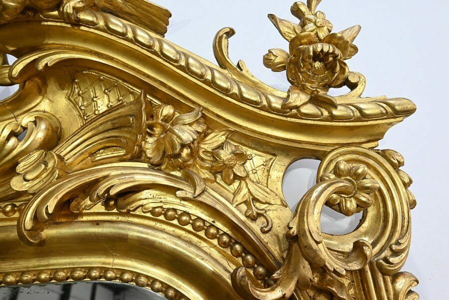 photo vinterior Important Louis XV Mirror In Gilded Wood – Early 19th Century