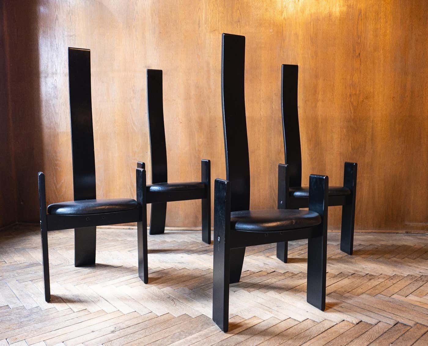Mid Century Modern Wooden “Golem” Dining Room Chairs By Vico Magistretti, Italy 1969 photo vinterior