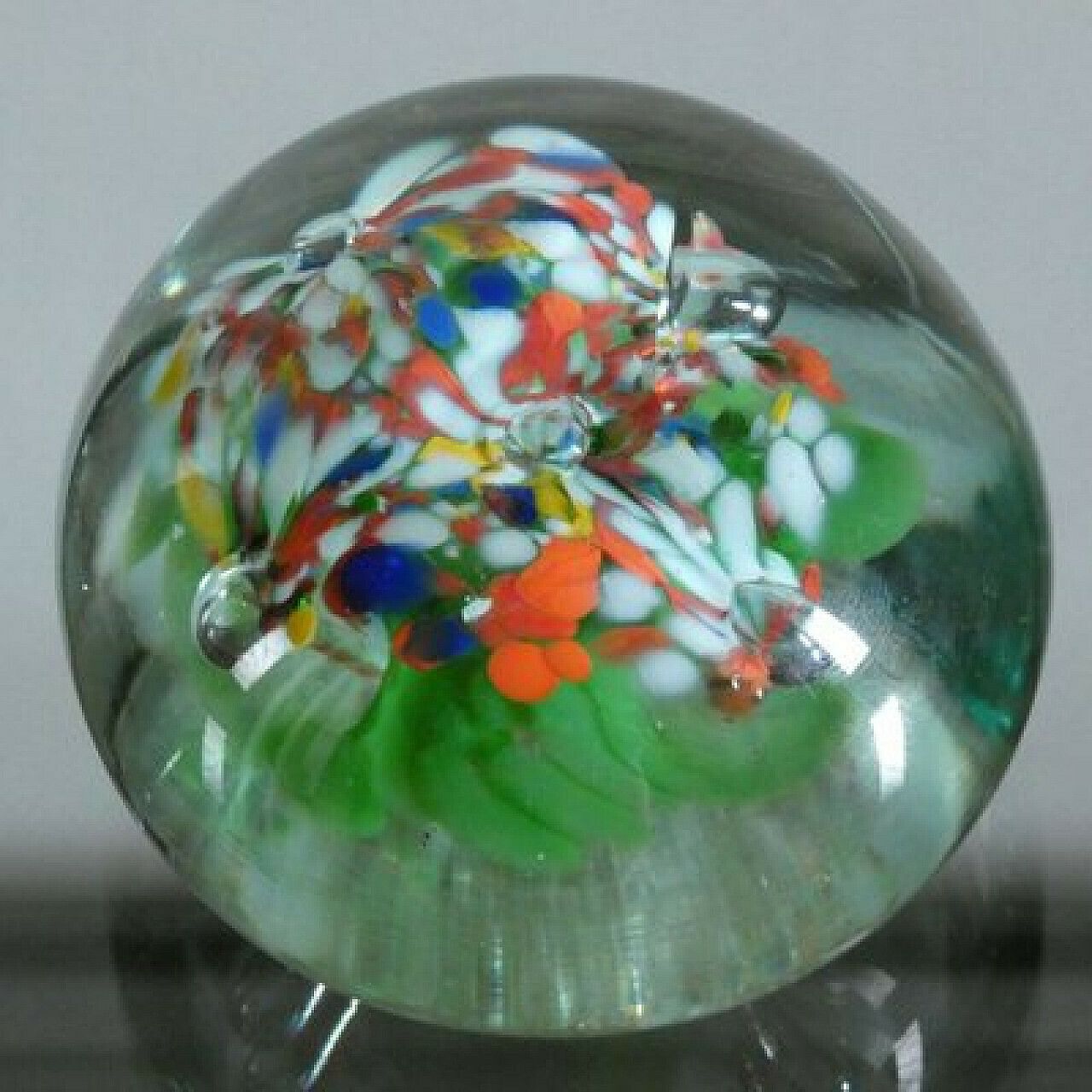 Murano Glass Floral Paperweight, 1950s photo vinterior