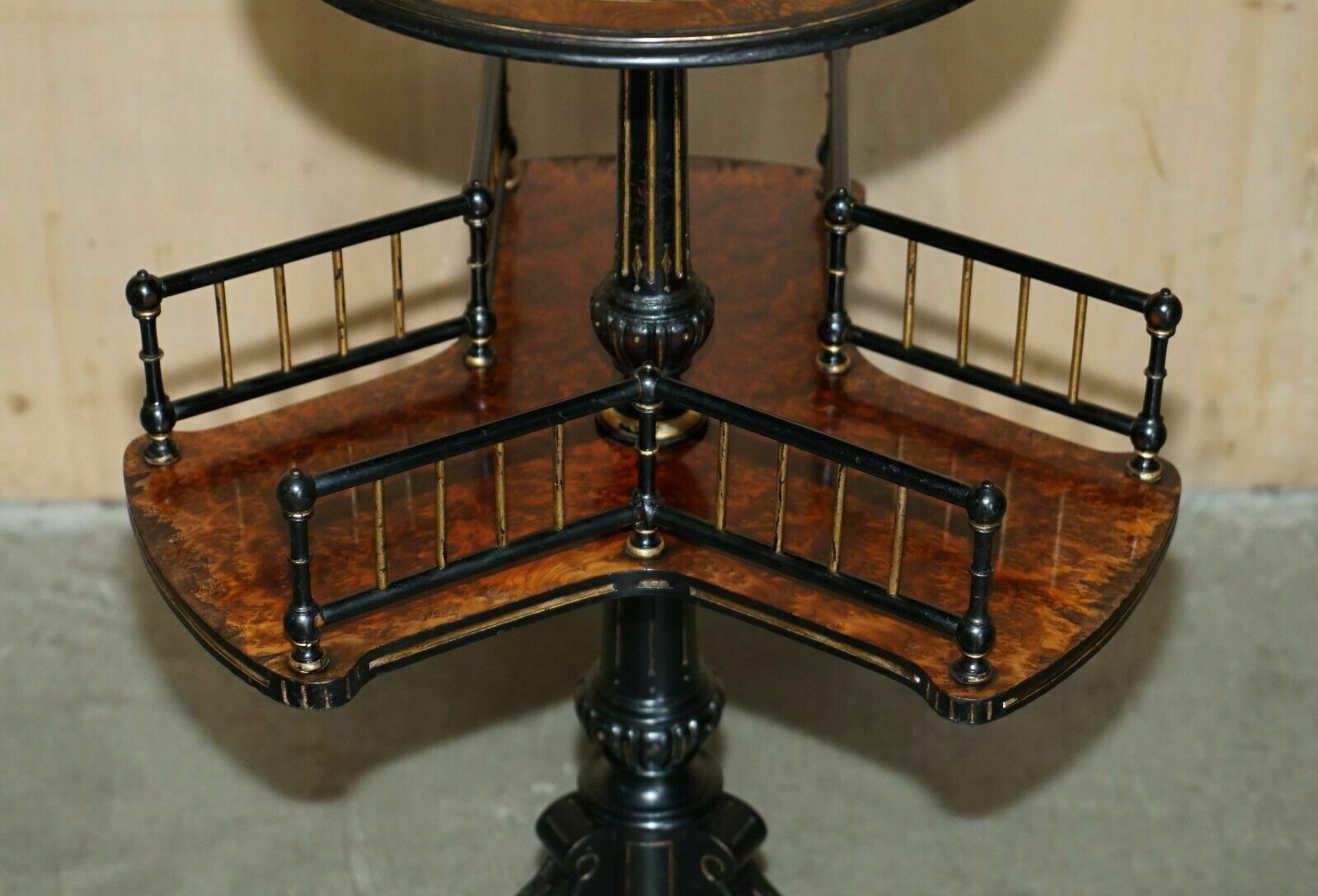 Antique Victorian Gillows Lancaster Aesthetic Movement Amboyna Wood Book Table photo vinterior